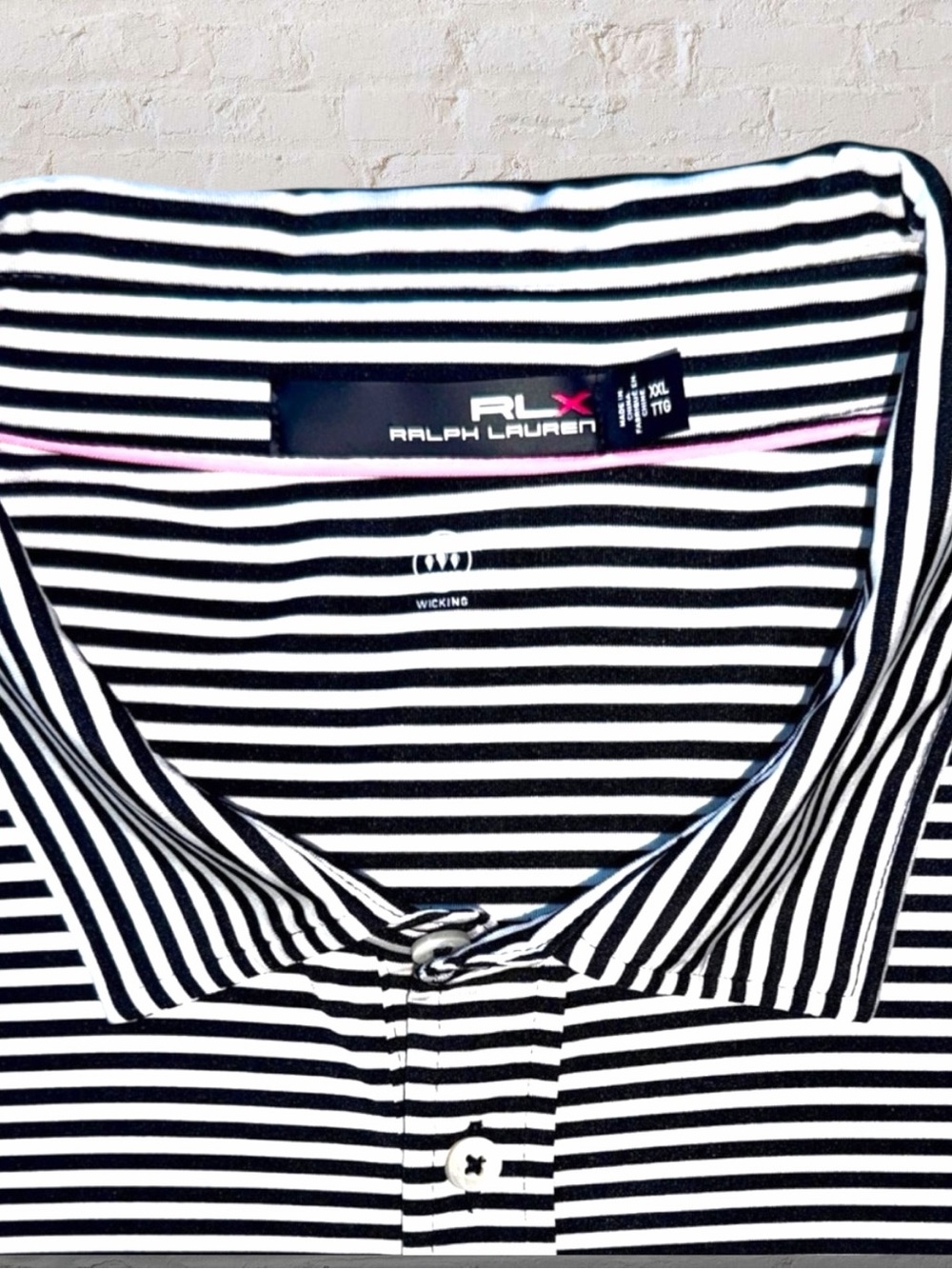 RLX Ralph Lauren Polo Shirt Men’s XXL Black White Stripe Performance Golf Polo